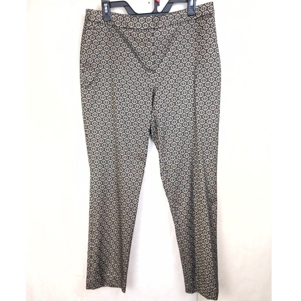 Chicos floral black metallic brocade ankle pants Size 0.5 Retro Glam Old Money